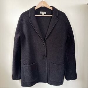 Evan Picone 100% Wool Blazer Jacket Black Classic Button Medium